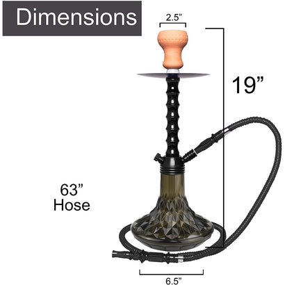 Portable Light Weight Acrylic Hookah - Black