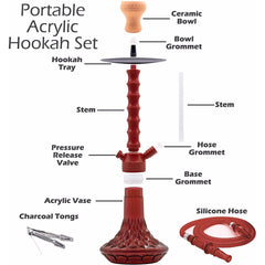 Portable Light Weight Acrylic Hookah - Red