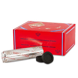 Three Kings Quick light Hookah Charcoal - 100 Coals Per Box - 33mm