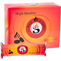 Sunlight Quick light Hookah Charcoal - 100 Coals Per Box - 33mm