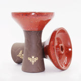 Bee Phunnel Bowl - Half Glazed - Brown and Red